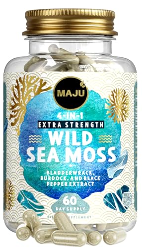 MAJU 4-in-1 Sea Moss Capsules with Bladderwrack & Burdock (60 ct)
