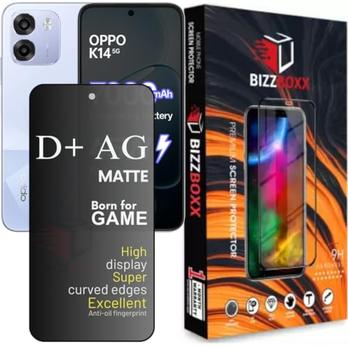 Image of D+ AG Matte Tempered Glass Screen Guard Protector For OPPO K14 5G Temper Glass Anti Fingerprint Gaming Special With Camera Cut (For OPPO K14-6.75 Inch)- Pack of 1