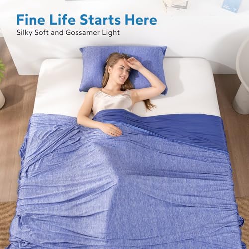 Image of HOMFINE Cooling Blanket for Hot Sleeper Oversized Size Dark Blue 120 inchx120 inch