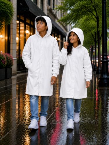 Image of Unisex Kids Raincoat with Hood | Waterproof Lightweight Long Rain Jacket for Boys & Girls
