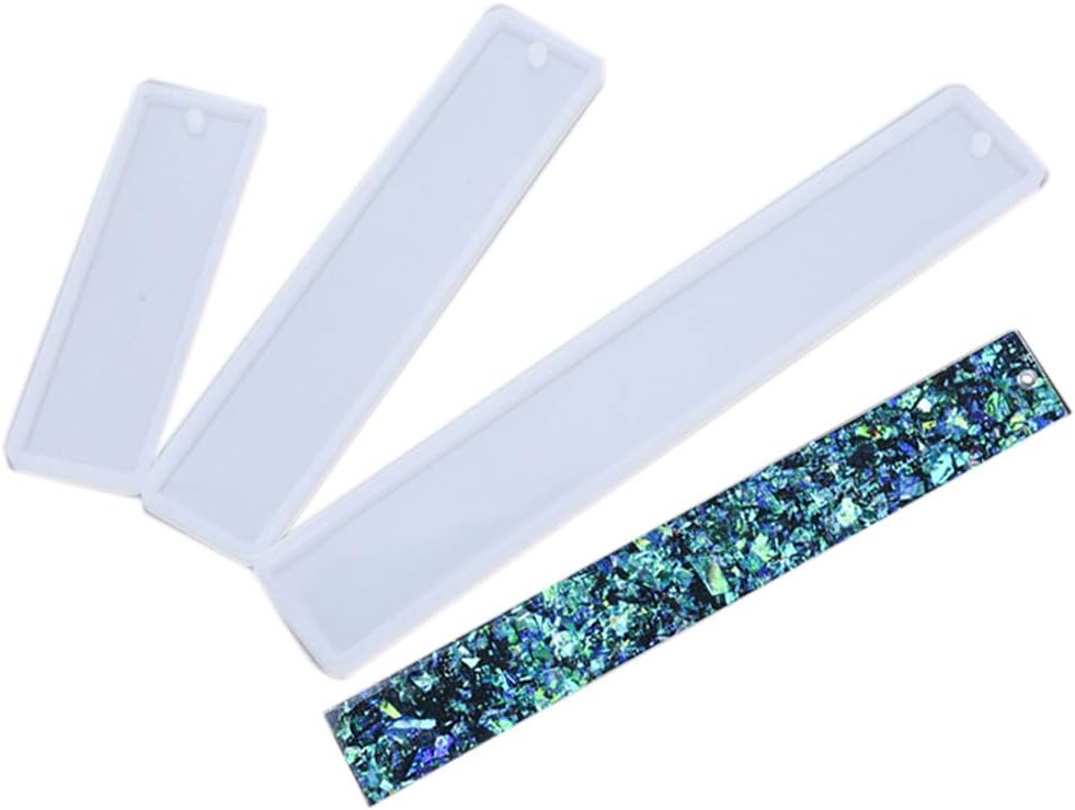 30 Pcs Rectangle Silicone Bookmark Moulds Resin Bookmark Molds Bookmark Molds with Hole DIY Making Epoxy Resin Jewelry Soap,Dried Flower Leaf DIY Craft Mould Transparent Casting Molds,3 Sizes
