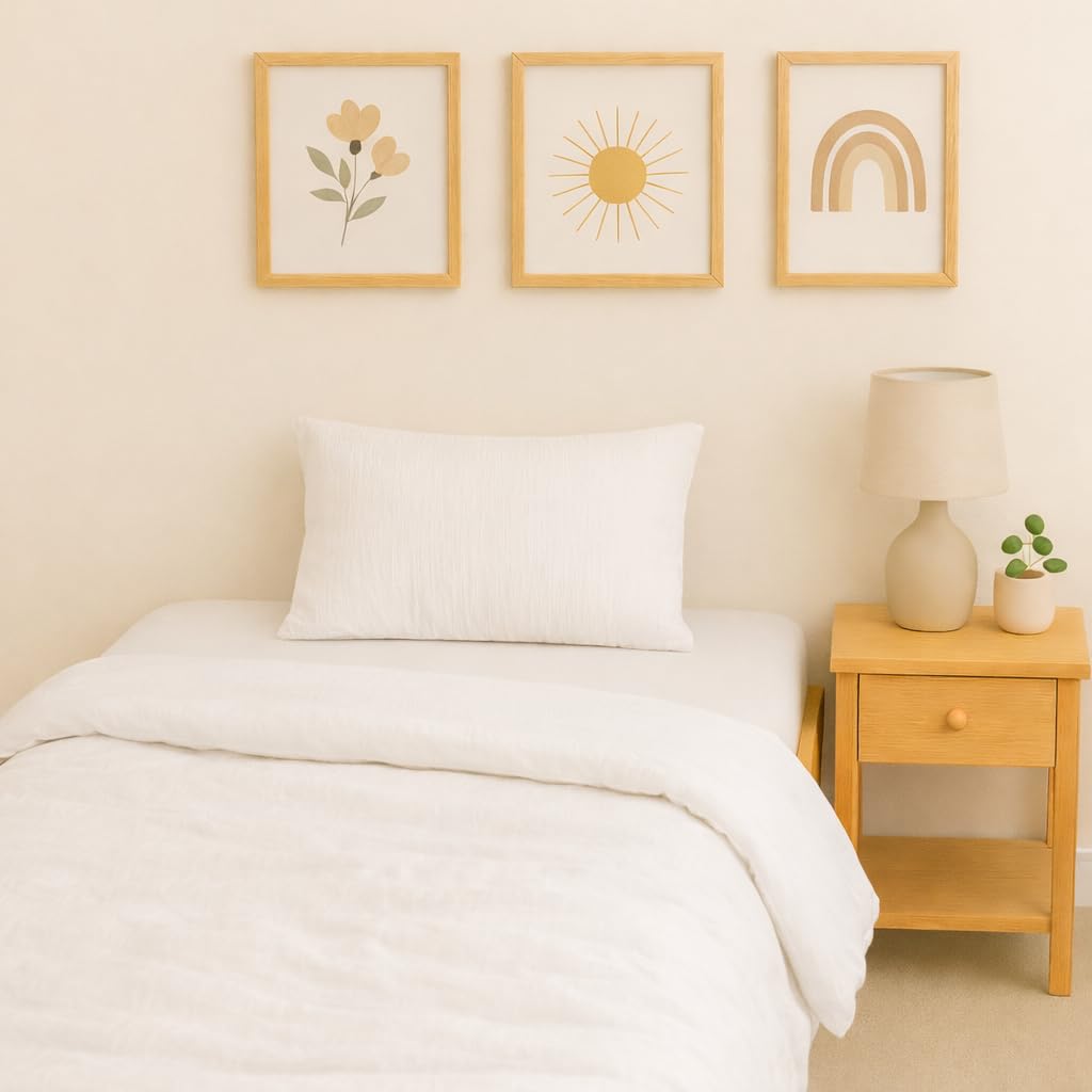 Drap Housse 80x160 cm + Housse de Couette (100% Mousseline Coton) 120x170cm + Taie Oreiller (100% Mousseline Coton) 40x60cm - Parure 3Pcs 80x160 cm - Douce et aérée (Blanc, 80 x 160 cm)