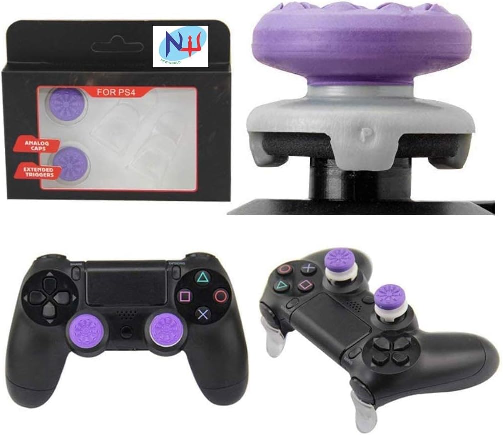 New World Thumb Grips for PS4 Controller Thumbstick Cap Cover Thumbgrips for PS4 Controller with L2 R2 Trigger Extenders Buttons for PS4 Controller - Purple GAL--XY