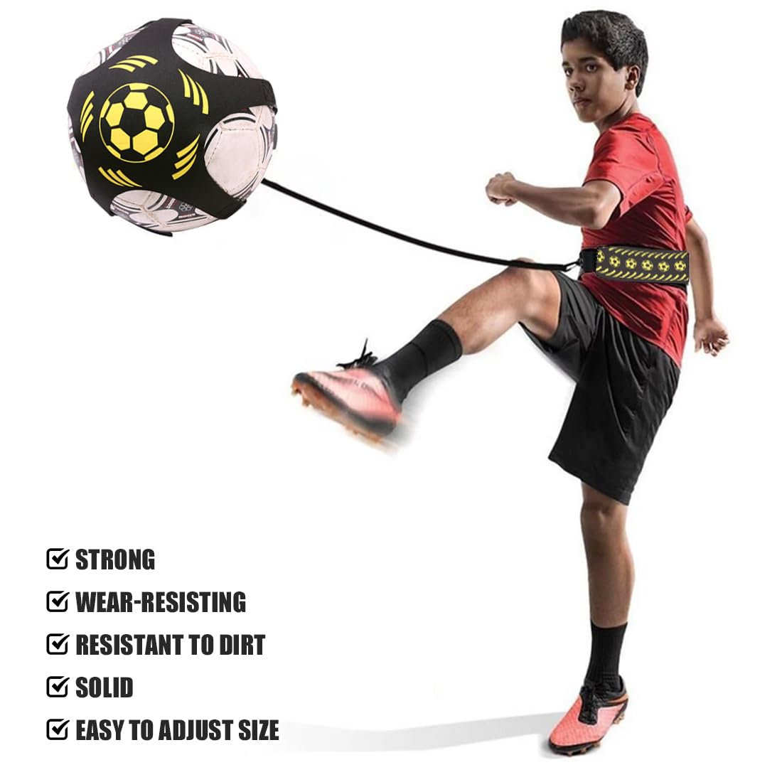 Cinturón de cintura ajustable entrenador de fútbol, cinturón de fútbol elástico ajustable, equipo de banda elástica para balones de fútbol para control del balón
