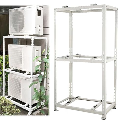 Ddasam エアコンサポートブラケット 高耐久グラウンドスタンドブラケット、エアコン室外機用架台 アルミニウム合金エアコンフロアスタンド、衝撃吸収防振パッド付き