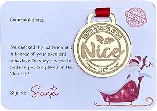 Nice List Medal | Santa Gift, Christmas Eve Nice List Medal Greeting, from Santa Clause Xmas Greeting Card, Christmas Certificate Medal for Adults Kids (B)