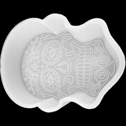 Vista 3 de Molde Freshie para automóvil Molde de silicona de calavera de azúcar, 5 pulgadas de largo x 3 1/2 pulgadas de ancho x 1 1/4 pulgadas de alto