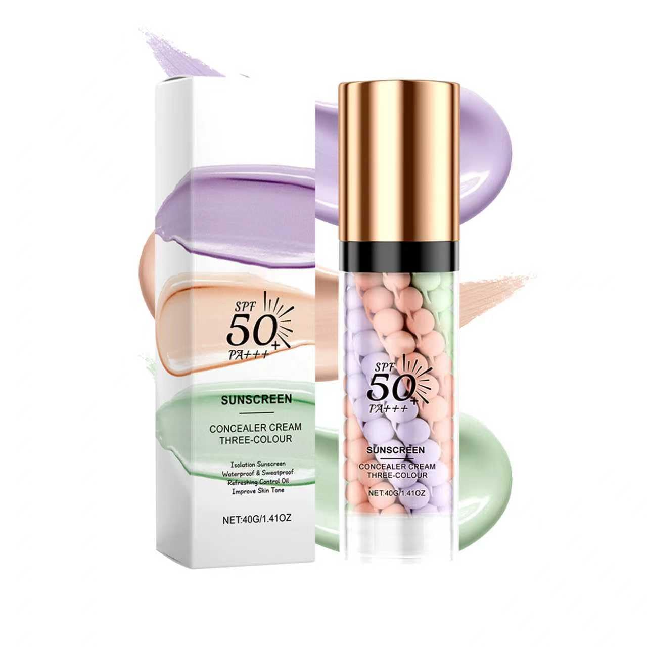 3 In 1 Primer for Face Before Makeup, Tinted Sunscreen Isolation Cream for Face SPF 50, One Step Color Corrector Makeup Primer, Oil Control Hydrating Face Primer Tinted Moisturizer Multi-colored3