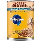 Pedigree Chopped Ground Dinner Adult Soft Wet Dog Food Chicken & Rice Dinner, Canned Dog Food, 13.2 oz. Can