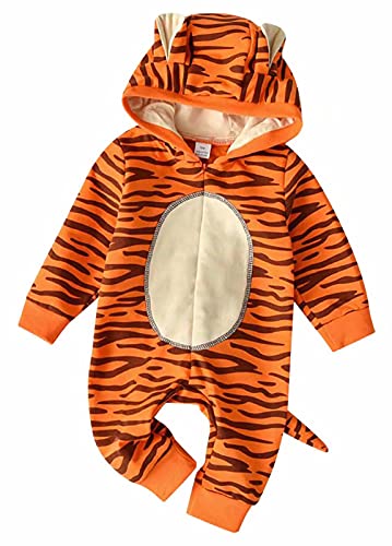 Image of TAOHONG Newborn Baby Jumpsuit Hooded Fleece Rompers Infant Bear Ear Snowsuit Warm Outwear Outfits