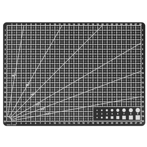 Hohopeti Tapete de Corte A4 Doble Cara 30×22 CM Negro Base Antideslizante para Manualidades y Costura Alfombrilla Resistente Cuadrícula para Cortes Precisos y Artesanía
