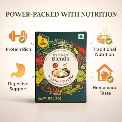 Image of 6Flavors Ullundhu Podi Powder 250g | Black Gram Podi Powder | South Indian Chutney Powder for Idli, Dosa & Rice | Protein Rich Traditional Podi Masala | No Onion No Garlic No Preservatives