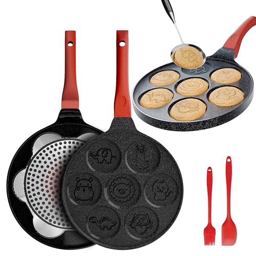 FLIPP & GO COOKING FOR FUN Poêle à Pancakes, Poele a Pancakes Induction, Poele Anti Adhesive, Adaptée à Tous les Types de Cuisine Conception Amusante pour...