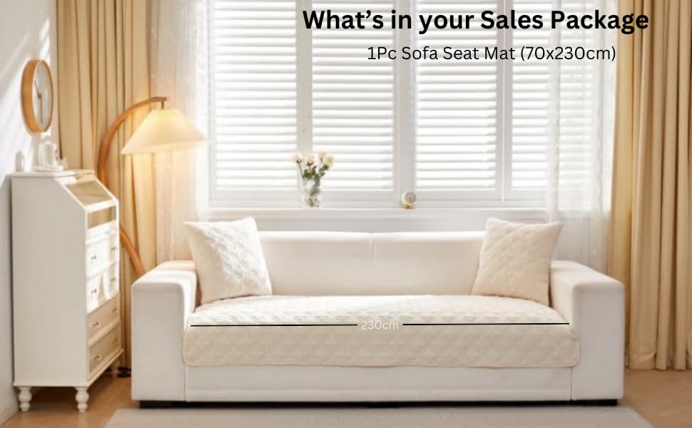 Image of HOMETHREADS Innovative Premium Velvet Sofa Cover Mat with PVC Backing for Non-Slip Comfort | (White Clubs, 5 Seater | 70x230cm)