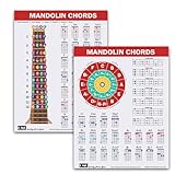 QMG Mandolin Chord & Scale Chart – Major, Minor, 7th & Minor 7th Chords for All Keys, 7 Essential Mandolin Scales, Circle of Fifths, Laminated Reference Chart, 8.5” x 11”, Made in USA