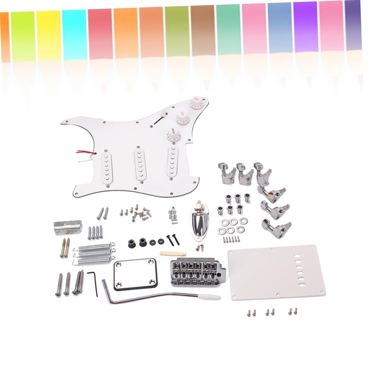 Kit Completo Chitarra Elettrica St Stile Con Accessori Ponte Tremolo Pickup Singoli e Controlli Volume Tono Facile Da Assemblare Colore Bianco