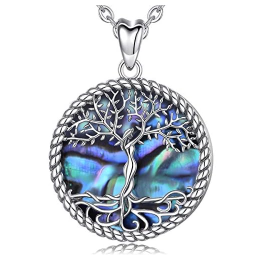 AEONSLOVE Collar Arbol de la Vida Colgante Concha de Abulón Plata de Ley 925 para Mujer Mama Abuela Regalo Joyas para el Día de la Madre Cumpleaños Navidad