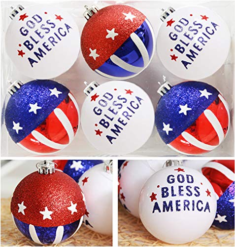 12Pcs 4Th Of July Patriotic Ball Ornament,80Mm Red, White & Blue Hanging Ball Ornament Independence Day,Memorial Day,Fourth Of July Tree Wall Decorations #TOP6