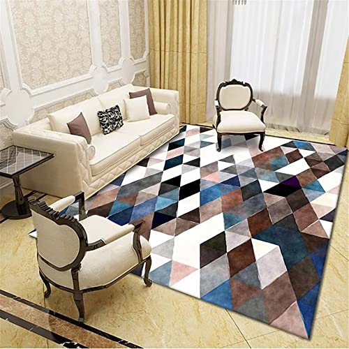 Tapis géométrique salon 120x180 cm à poils bas pour chambre de garçon