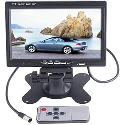 Tft Lcd Color Monitor BW 7 Pulgadas HD 800 * 480 TFT Color LCD Monitor de Coche Car Rear View Cámara de Apoyo para la Cabeza Monitor DVD VCR de Control Remoto Monitor de Apoyo Rotación de la Pantalla y 2 AV Entrada