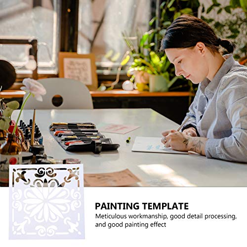 ARTIBETTER 9Pcs Mandala Pontilhados Stencils Reusáveis â€‹â€‹Branco Mandala Stencil Template Pintura