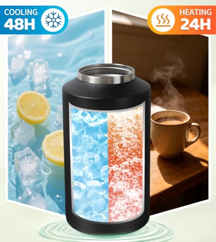 Image of Insulated Water Bottle,1 Gallon Jug with Handle, 128oz Stainless Steel, Large Water Wide Mouth Bottle for Hot & Cold Drinks, Wide Mouth, Ideal for Travel, Camping, Family (Black)