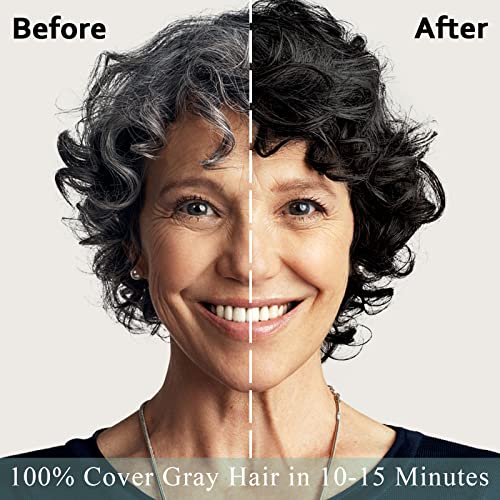 Instant Black Hair Shampoo Hair Color Shampoo For Gray Hair,Natural Black Hair Dye Shampoo 3 In 1 For Men & Women,Long Lasting Black Shampoo Colors In 10-15 Minutes(Black) #TOP2