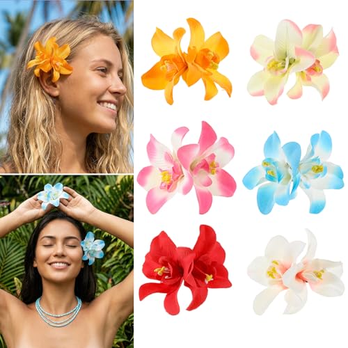 6 Piezas Clips de Pelo con Flores Hawaianas para Mujer miniatura 1