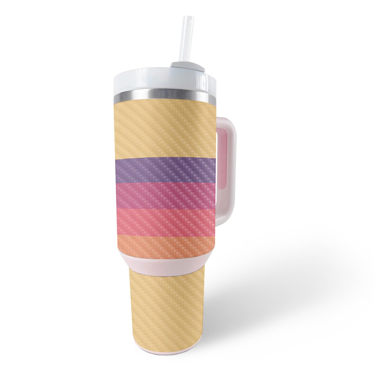 MightySkins Carbon Fiber Skin Compatible with Stanley The Quencher H2.0 FlowState 40 Oz Tumbler - Mellow Stripes | Protective, Durable Textured Carbon Fiber Finish | Easy to Apply