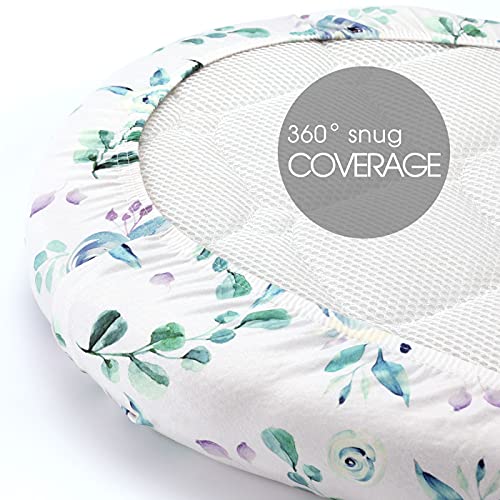 Image of Stretchy Ultra Soft Fitted Bassinet Sheet Set 2 Pack, Universal Cradle Sheet Set for Rectangle, Oval, or Hourglass Bassinet Pad /Mattress, Blue Rose for Girls and Boys