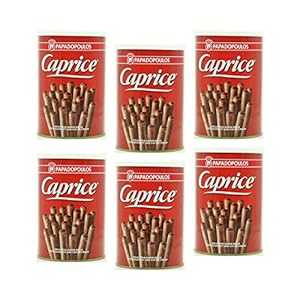 Caprice wafelrollers gevuld met een crème met cacao en hazelnootsmaak 400 g – 6-pack (6x400gr) papadopoulos