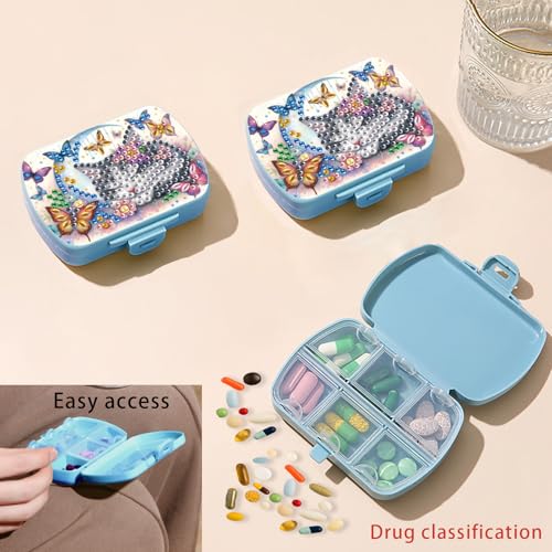 Image of ARTopet Diamond Art Painting Mini Storage Box with 6-Grid Creative Design Compact Portable Small Case for Purse Travel Daily-Cat