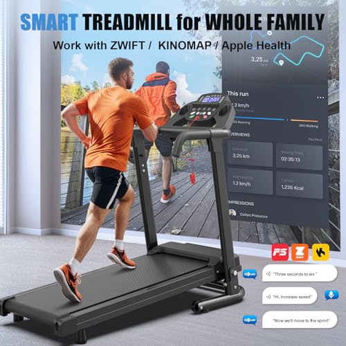 Image of GOWE Foldable Treadmill for Home, 2.5HP Portable Treadmill with Handles, 300 lbs Capacity, APP Control & LED Display - Folding Walking Pad for Fitness