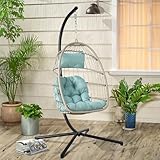 Silla colgante de huevo con soporte y funda para la intemperie, porche