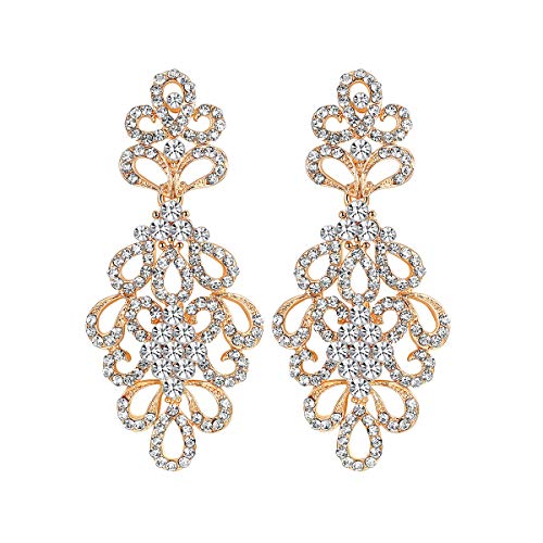 mecresh Floral Gold Chandelier Dangle Drop Earrings for Women or Bridesmaids mecresh Floral Gold Chandelier Dangle Drop Earrings for Women or Bridesmaids