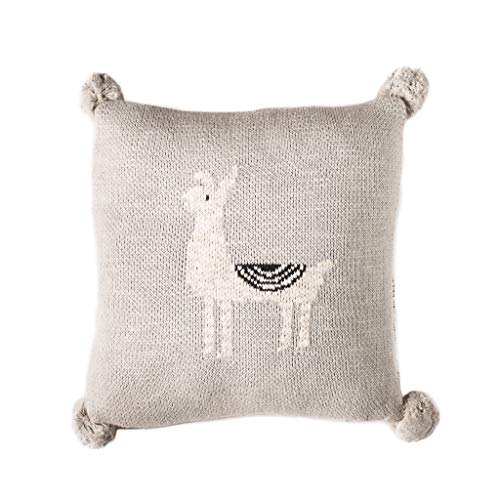 Image of Linen Perch Baby Nursery Llama Throw Pillow – Baby Throw Cushion Cover and Insert for Nursery Decor - Decorative Toddler Accent Pillow for Crib or Chair - Unisex Baby Pillow 12 x 12 inches (Natural)
