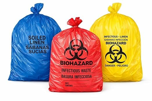 Image of Kausta Bio Hazard /Bio-Medical Waste Bag (21x24 Inch, Red-10, Blue-10, Yellow-10) Pack of 30 Bio‑Hazard /Biomedical Waste Bags Biohazard /Bio‑Medical Waste Bag leak-proof waste bags