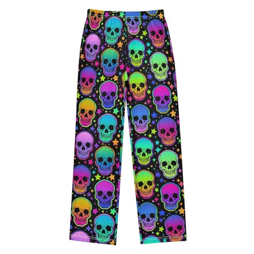 ZZXXB Galaxy Skull Star Boys Long Pants Soft Trousers Elastic Waist Kids Lounge Bottoms with Pockets S-XL