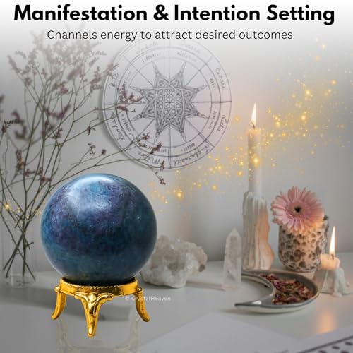 Image of Certified Ruby Kyanite Crystal Ball for Meditation - Premium Crystal Vastu Items for Home and Feng Shui Items for Good Luck - Ideal for Pooja Supplies and Spiritual Practices (1.5 inch Inch)