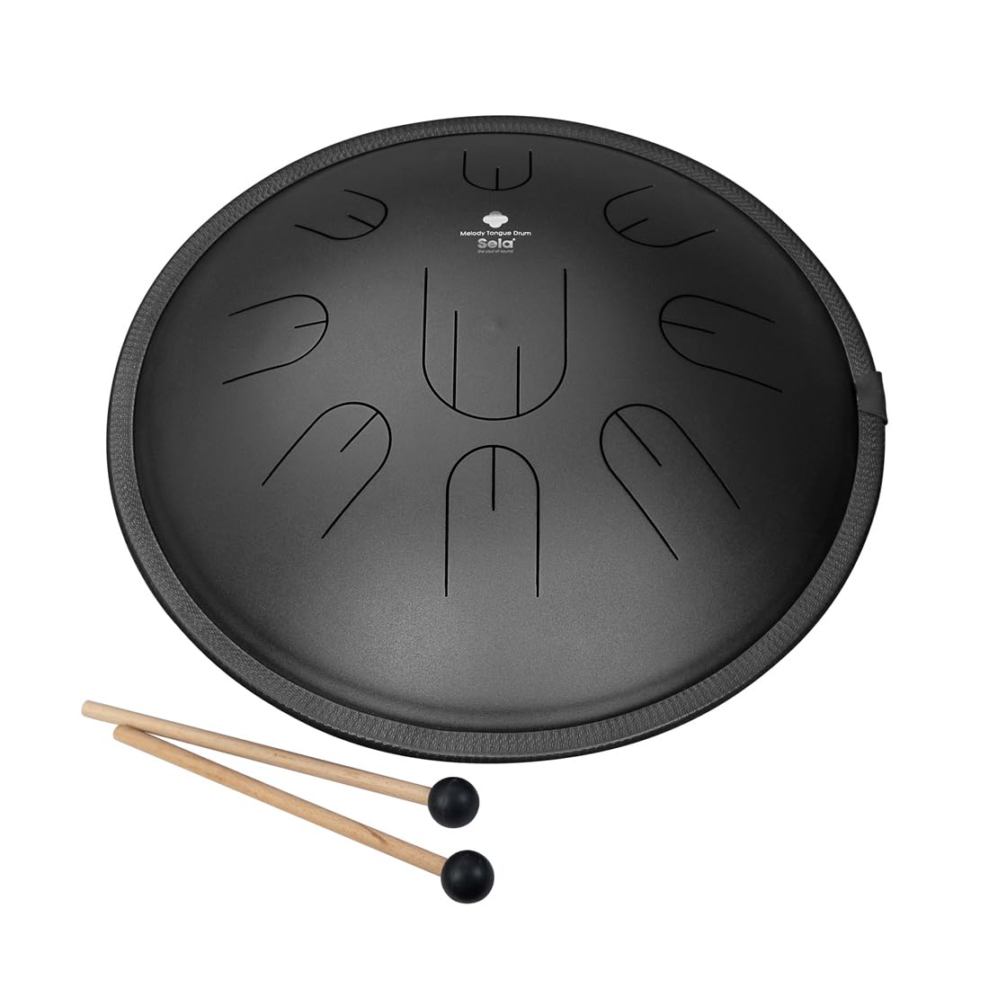 Melody Tongue Drum en D Kurd avec sac de transport 14" Noir