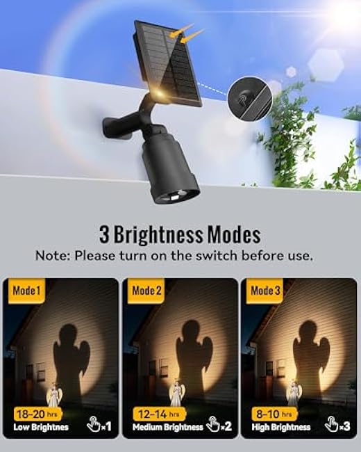 Solar Spot Lights Outdoor 6 Pack, 3 Brightness Modes Solar Landscape Spotlights for Flag, Auto On/Off Light for Garden, Pool Area, Tree, Pond, Yard