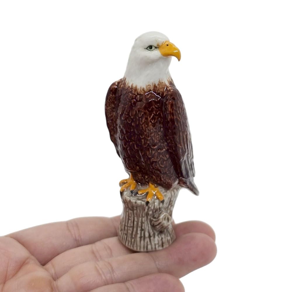 Witnystore Crow 2" Standing On Branch Tiny 2" Long Standing On Branch Black Crow Bird Figurine - Miniature Hand Made Painted Ceramic Raven Rook Birds Animals Porcelain Decorative Collectible Figurines Décor Gifts