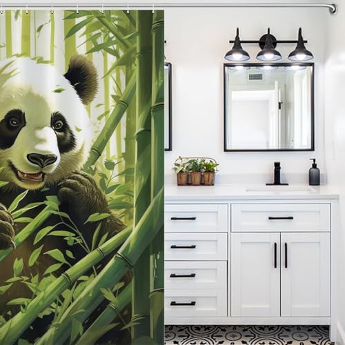 Rideau de douche panda pour salle de bains familiale et moderne 183x183cm - 5