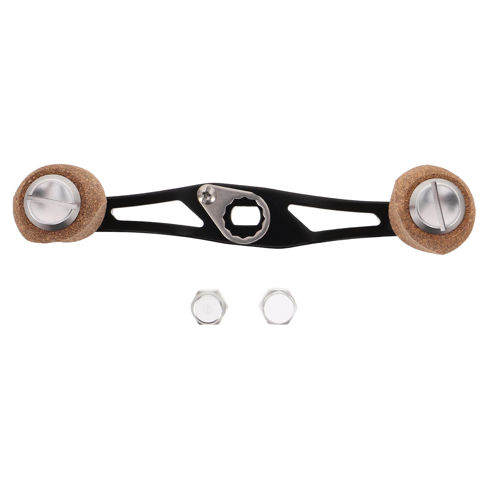Gatuida Mango de Carrete de Pesca Alargado 4 Rodamientos, Pieza de Repuesto para Carretes Baitcasting y Curricán, Manivela de Madera Plata para Pesca en Agua Dulce y Salada