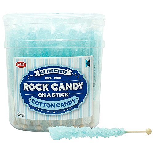 Extra Large Rock Candy Sticks: 48 Light Blue Cotton Candy Lollipop - Individually Wrapped - Espeez Rock Candy Sticks for Candy Buffet, Birthdays, Weddings, Receptions, Bridal and Baby Showers