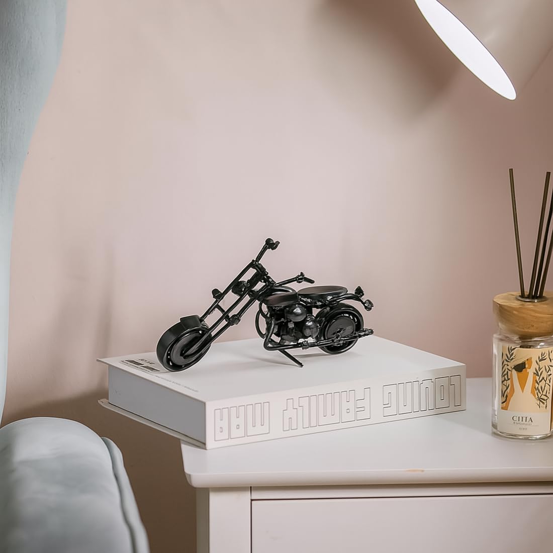 Cortina Motorcycle Gifts for Men Unique, Birthday Gifts for Men & Women Riders, Vintage Home Office Decor, Scrap Metal Motorcycle Art-B2, Copper-2