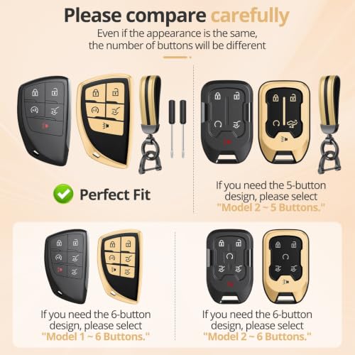 Image of For Chevy /GMC Key Fob Cover Accessories, Matte TPU Material, With a Cute Leather Keychain, for Silverado Sierra Tahoe Suburban Equinox Traverse Yukon Denali Terrain Acadia