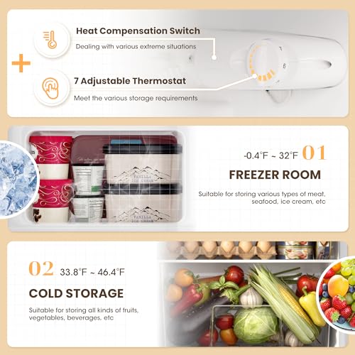 Image of Manastin 3.55 Cu.Ft Mini Fridge with Freezer, 2-Door Small Refrigerator with Adjustable Thermostat, Quiet Mini Refrigerator for Bedroom, Dorm & Office (Black)