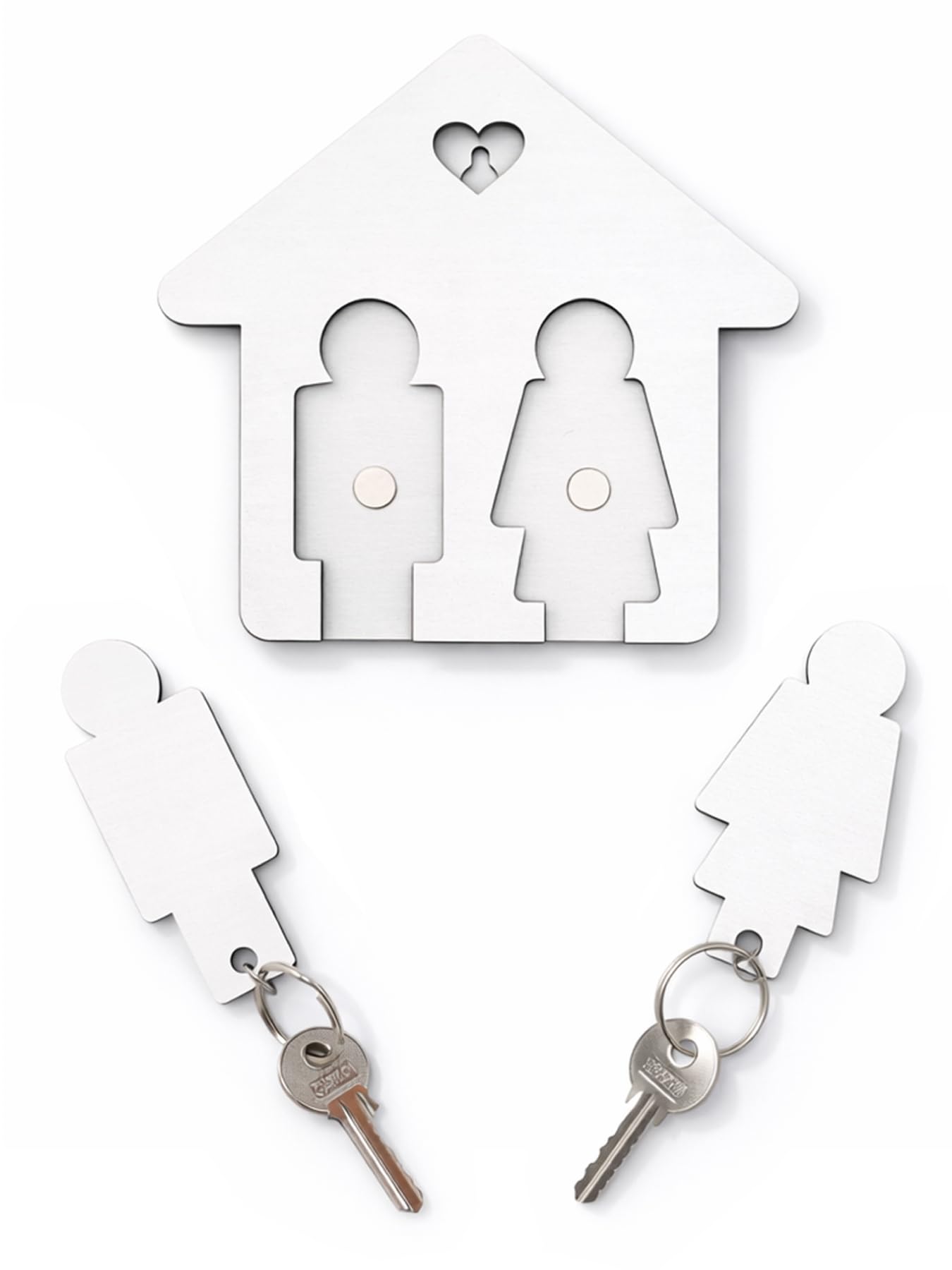 Lac Everything Everywhere White/White Wooden Couples Keyrings For His And Hers Gifts - Wall Key Holder New Home Gift | Couple Gifts For Him And Her