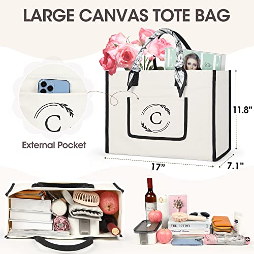 KTMOUW Canvas Tote Bag Beach Bag Monogrammed Initial Canvas Bag for Wedding Birthday Beach Personalized Gifts for Women2